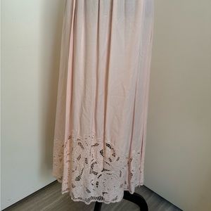 Vintage pink maxi skirt with floral cutout trim size L